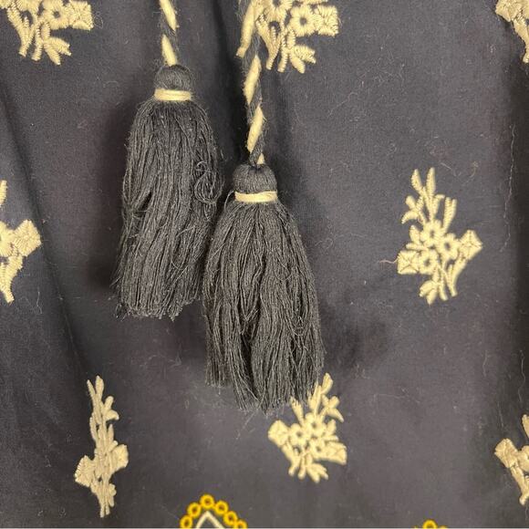 Shoshanna Calah 100% Cotton Boho Embroidered Peasant Top Blouse Navy White XS - Picture 8 of 10